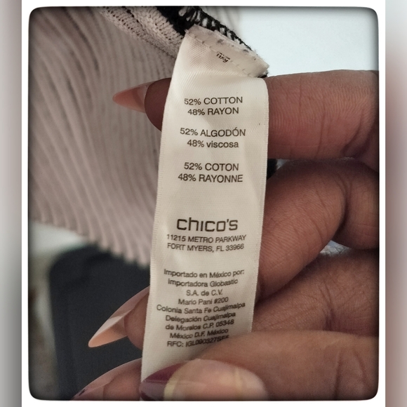 Chico's Black & White Long Open Front Cardigan Sz S - Picture 5 of 6